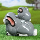 Садовая фигура "Зайчиха с зайчонком" глянец, серый - Фото 3