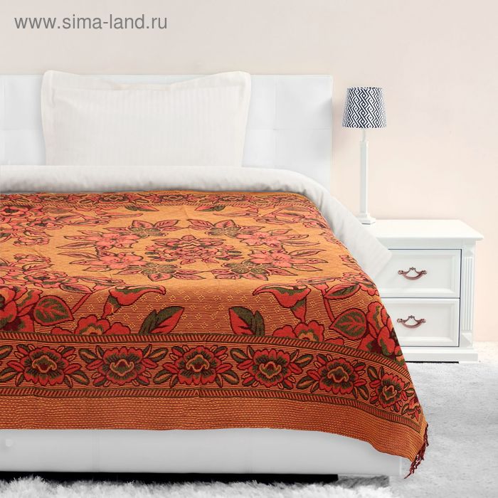 Покрывало "Эконом" 1.5 сп Букеты, размер 150х200 см +/- 15 см, 50% хлопок, 50% п/э - Фото 1