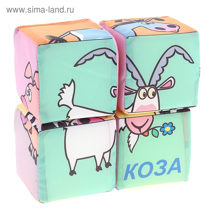 Набор мягких кубиков "Собери картинку. Домашние животные" - Фото 1