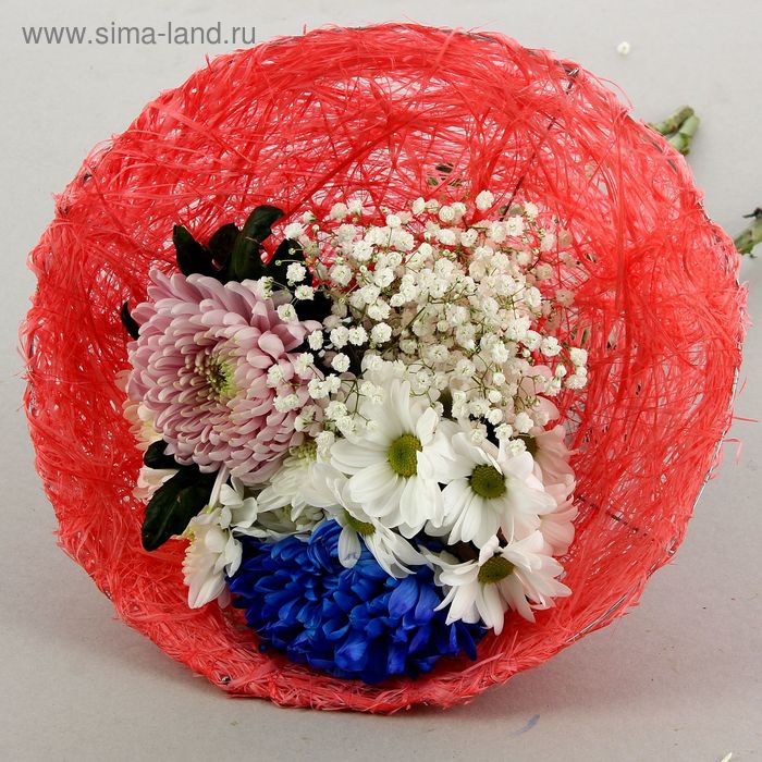 Каркас для букета, 30см, лён, красный - Фото 1