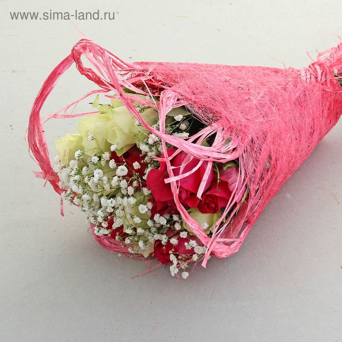 Салфетка Веер мини, лён, ярко-розовый - Фото 1