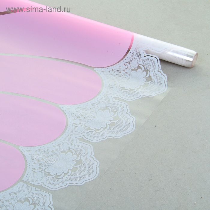 Пленка для цветов "Кружева" розовый-белый 700 мм х 8.5 м - Фото 1