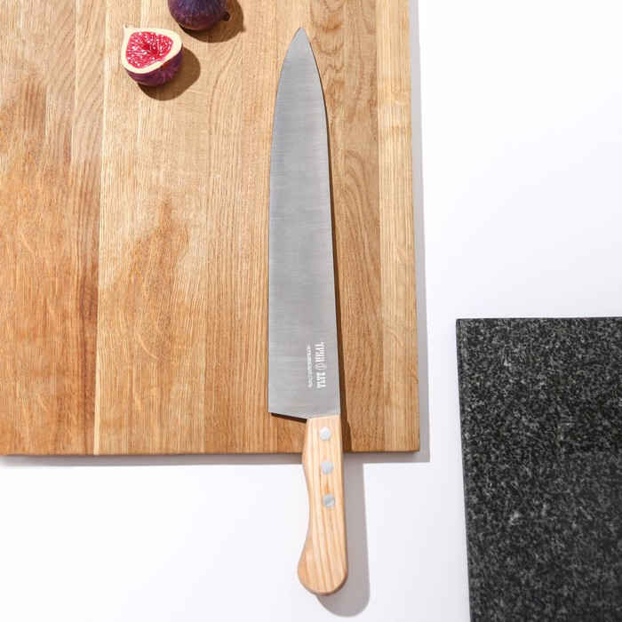 Нож кухонный универсальный «Поварская тройка», лезвие 25 см, с деревянной ручкой - фото 5863205
