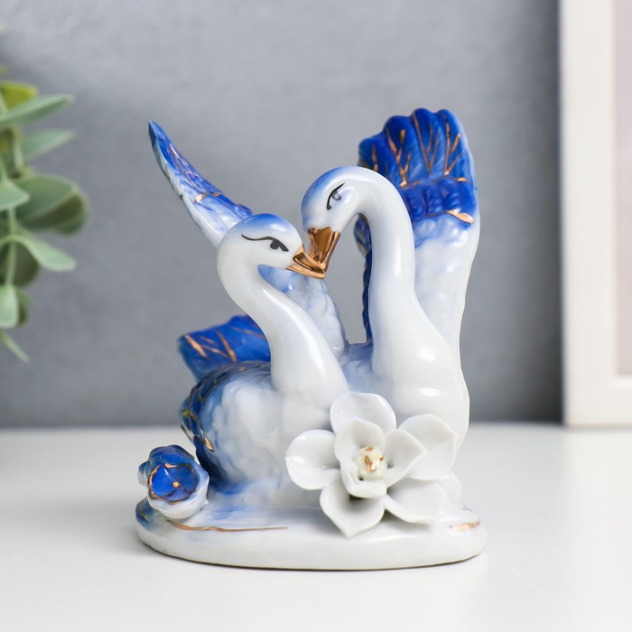 Сувенир керамика "2 лебедя милуются" 9х10,5х6,5 см - Фото 1