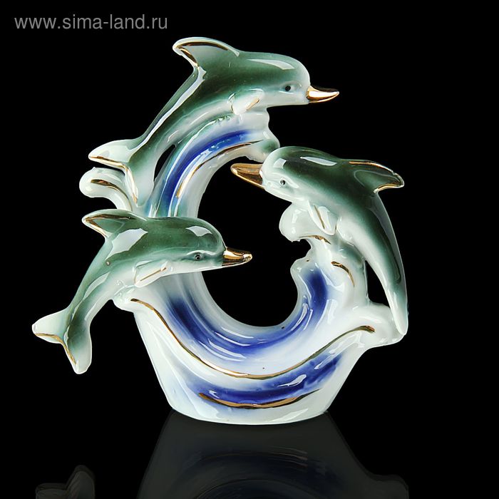Сувенир керамика "Игры дельфинов" 12х11,5х4 см - Фото 1