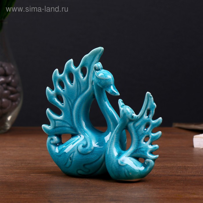 Сувенир керамика "Голубые лебеди" 12,5x11,5x4,7 см - Фото 1