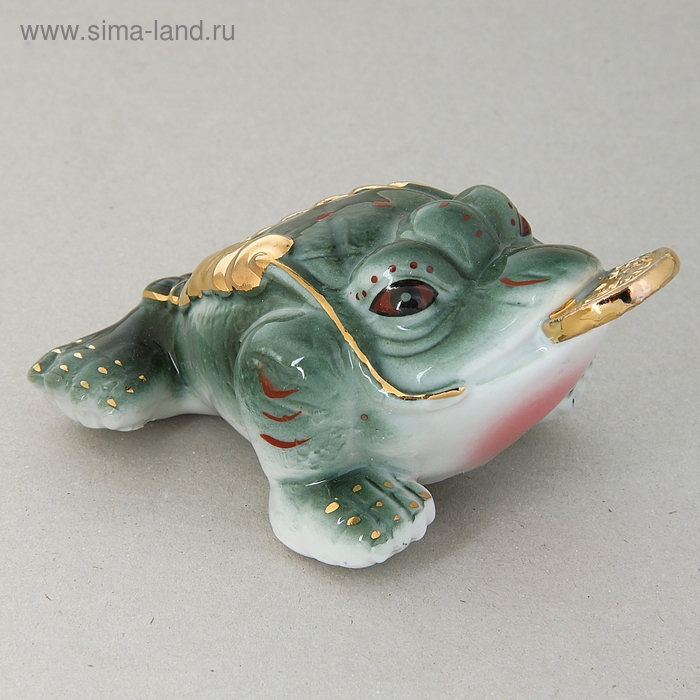 Сувенир керамика "Жаба с монеткой" 4,5x11x7 см - Фото 1