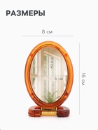Зеркало настольное, с увеличением х2, двусторонне, настенное, 8×16 см, (6×9.3 см), цвет янтарный - Фото 2