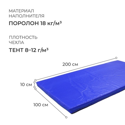Мат, 200×100×10 см, синий