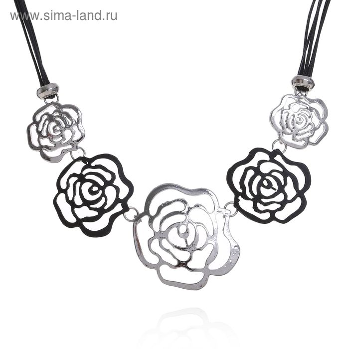 Колье "Цветы" розы ванили, цвет чёрно-серебряный - Фото 1