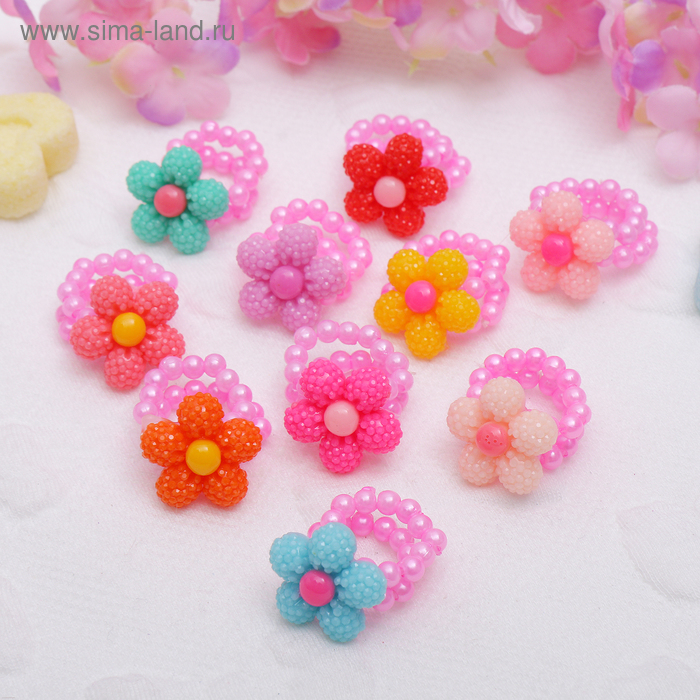 Кольцо «Ромашка», МИКС, безразмерное - Фото 1