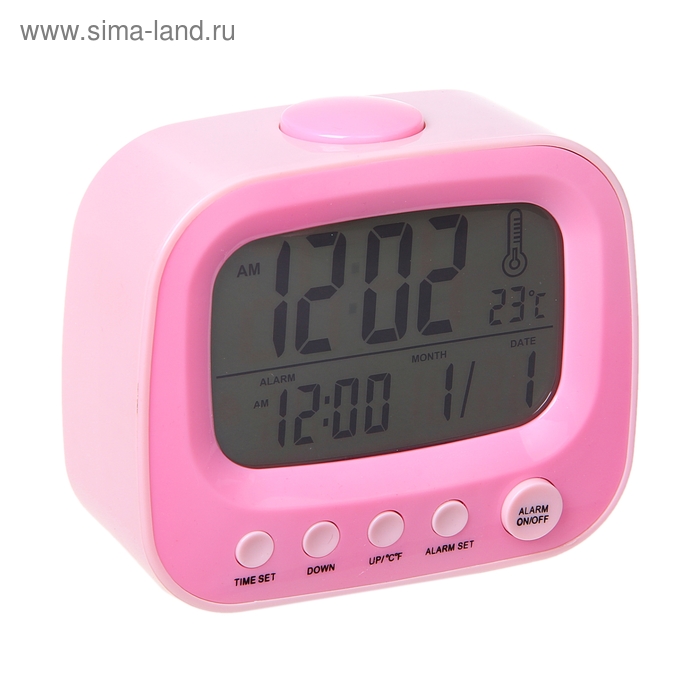 Часы-будильник "Телевизор", розовый, батарейки не в комплекте - Фото 1
