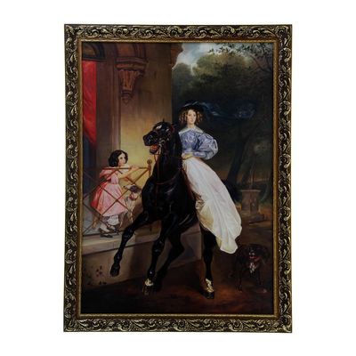 Картина "Дама на коне" 57х77 см рамка микс