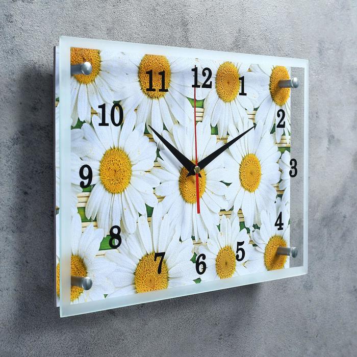 Часы-картина настенные, серия: Цветы, "Ромашки", 25х35 см - фото 1883200360