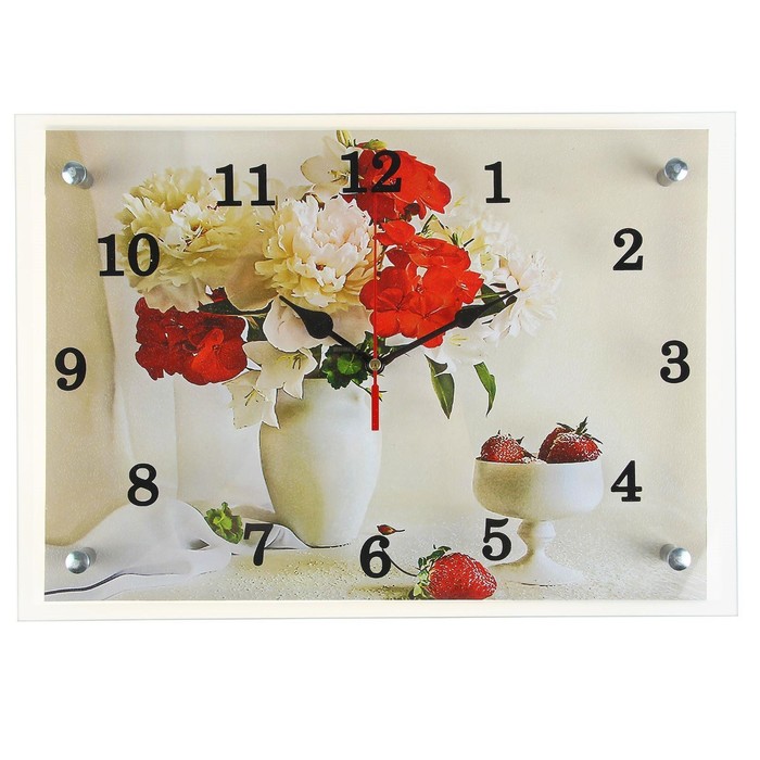 Часы настеные, интерьерные "Цветы в вазе", бесшумные, 25 х 35 см - Фото 1