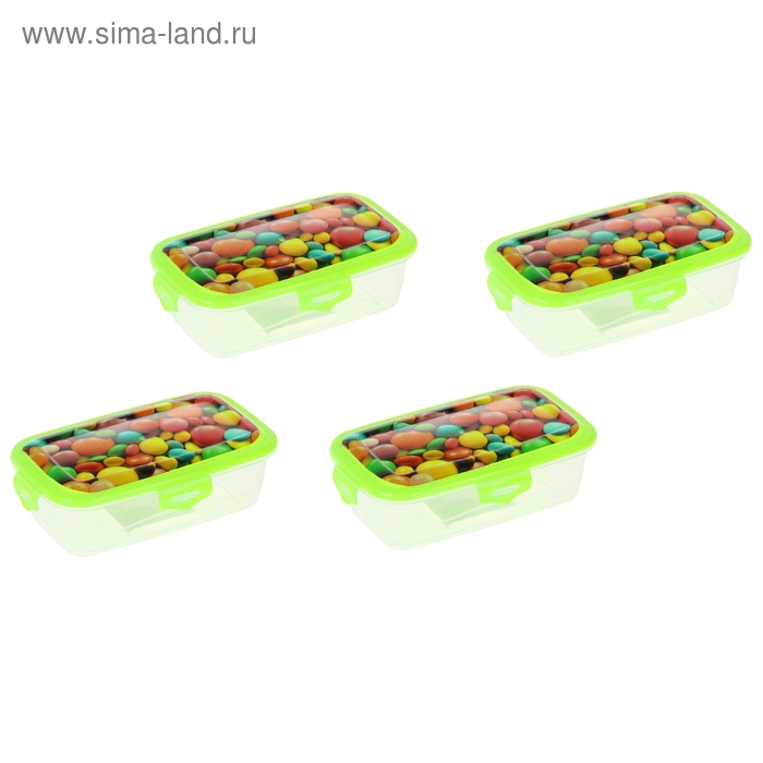 Набор контейнеров пластиковых с крышками «Салат», 4 шт, 13×8×4 см, цвет МИКС - Фото 1