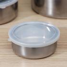 Набор мисок «Сталь», 5 шт.: d=18 см, 850 мл/d=16 см, 600 мл/d=14 см, 450 мл/d=12 см, 250 мл/d=10 см, 150 мл, с крышками, нержавеющая сталь, серебристый - Фото 2