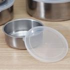 Набор мисок «Сталь», 5 шт.: d=18 см, 850 мл/d=16 см, 600 мл/d=14 см, 450 мл/d=12 см, 250 мл/d=10 см, 150 мл, с крышками, нержавеющая сталь, серебристый - Фото 3