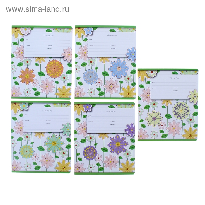 Тетрадь 12 листов клетка Fleur design, картонная обложка, МИКС, EK 37482 - Фото 1
