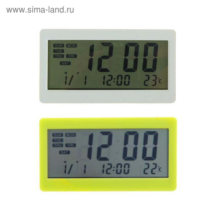 Часы электронные, будильник, температура, пластик, микс - Фото 1