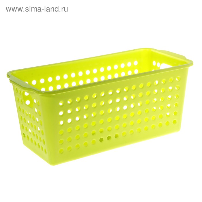 Корзинка пластиковая для хранения «Решето», 30×13,5×12,5см, цвет зелёный - Фото 1