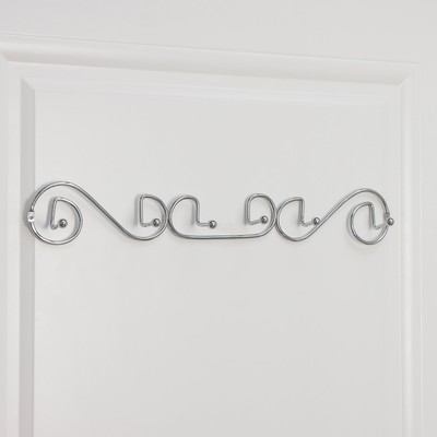 Вешалка настенная на 6 крючков Доляна «Меандр», 47×5×7 см, цвет хром