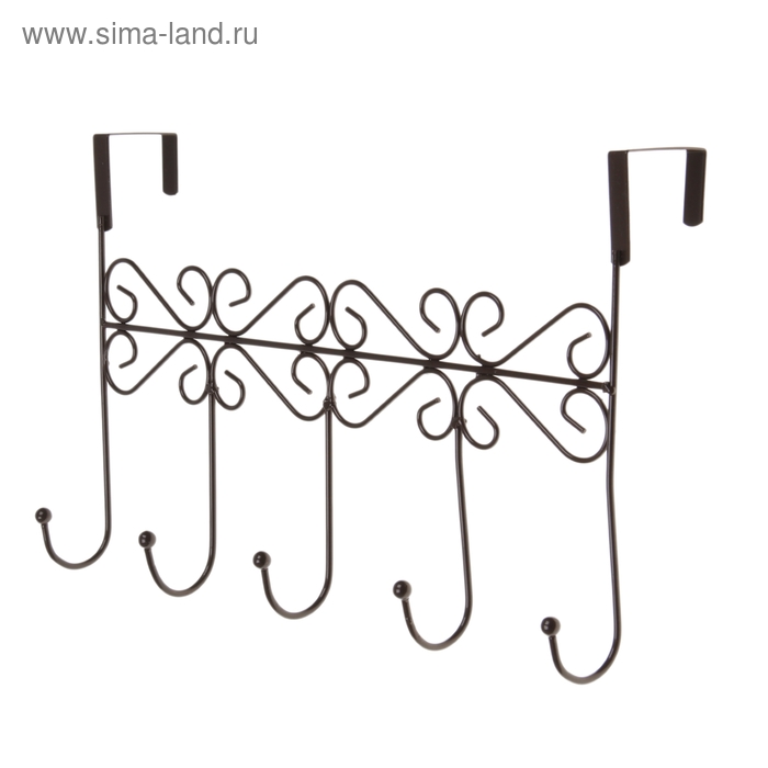 Вешалка на дверь на 5 крючков Доляна «Узор», 27,5×11,5×25,5 см, цвет коричневый - Фото 1