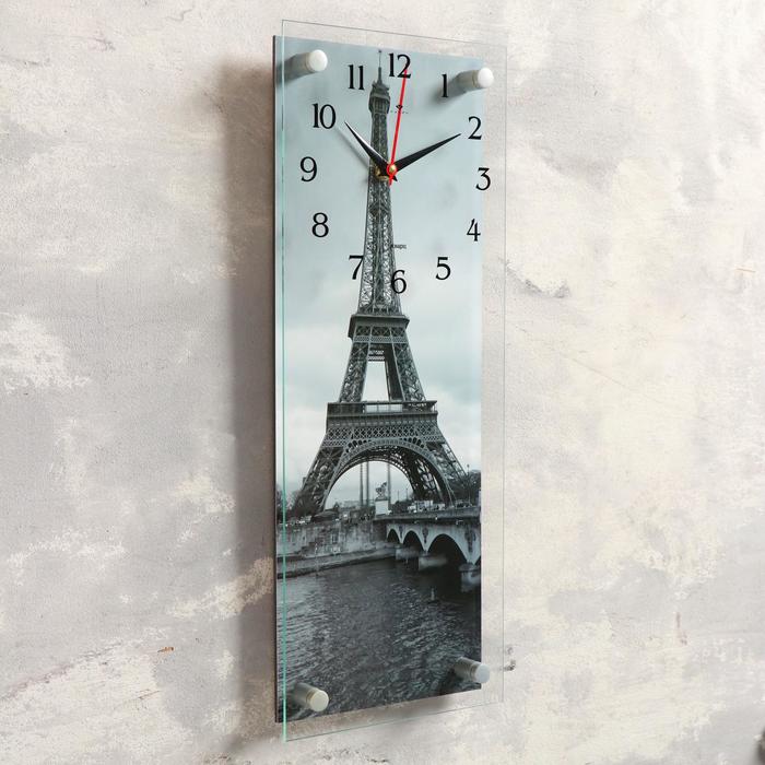 Часы-картина настенные, серия: Город, "Эйфелева башня",  плавный ход, 20 х 50 см - фото 1905344033