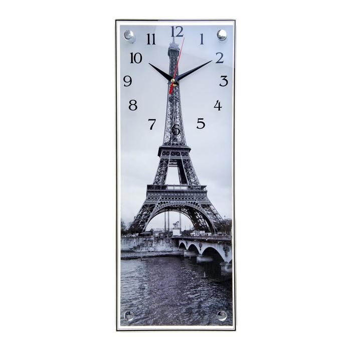 Часы-картина настенные, серия: Город, "Эйфелева башня",  плавный ход, 20 х 50 см - фото 1905344035