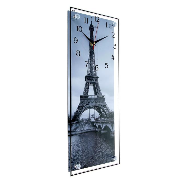 Часы-картина настенные, серия: Город, "Эйфелева башня",  плавный ход, 20 х 50 см - фото 1905344036