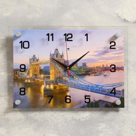 Часы-картина настенные, серия: Город, "Тауэрский мост вечером", плавный ход, 25 х 35 см