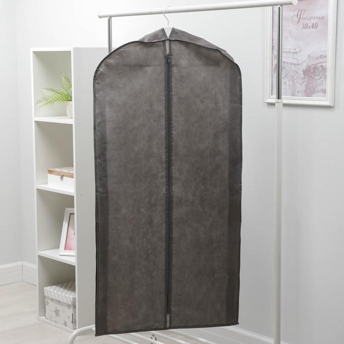 Чехол для одежды зимний, 120×60×10 см, спанбонд, цвет серый - Фото 1