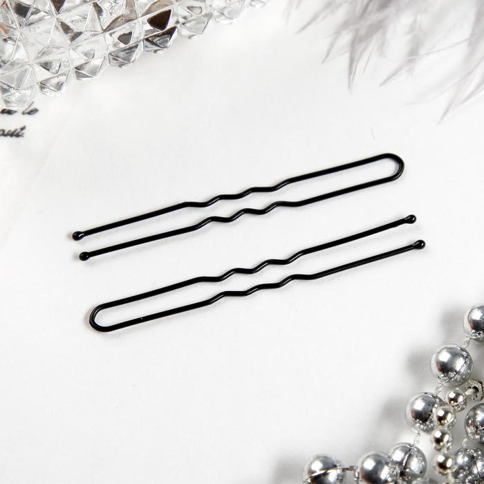 Шпильки для волос «Классика», набор 10 шт., 6 см, чёрные - Фото 1