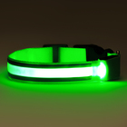 Ошейник с подсветкой Двойная полоса размер М, ОШ 40-48 х 2,5 см, 3 режима свечения зелёный - фото 9391098