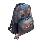 Рюкзак молодёжный на молнии "Орангутан", 1 отдел, 1 наружный и 2 боковых кармана, чёрный - Фото 2