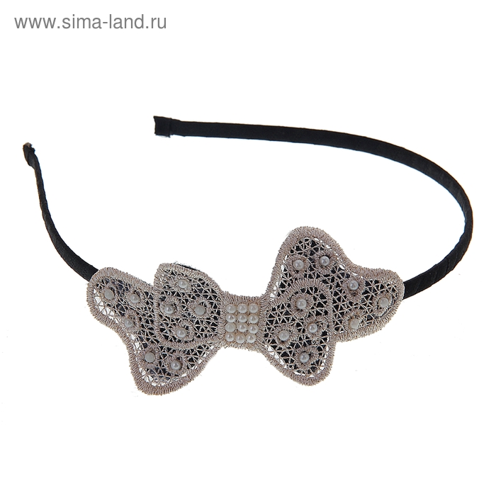 ободок для волос "Вышивка жемчужная" бантики - Фото 1
