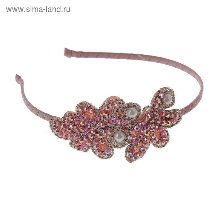 ободок для волос "Вышивка жемчужная" перышки - Фото 1