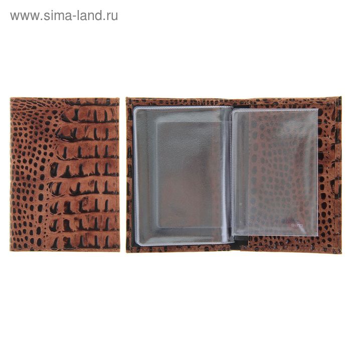 Обложка для автодокументов, с бумажником, цвет коричневый кайман - Фото 1