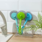 Губка для мытья посуды с ручкой Доляна «Бублик», металл, 15 гр, цвет МИКС - фото 8210524