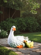 Садовая фигура из полистоуна «Утка с утёнком», 20×15×23 см - фото 39017085