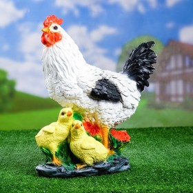 Садовая фигура "Курица с цыплятами" 17х25х33см