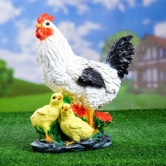 Садовая фигура "Курица с цыплятами" 17х25х33см - Фото 1