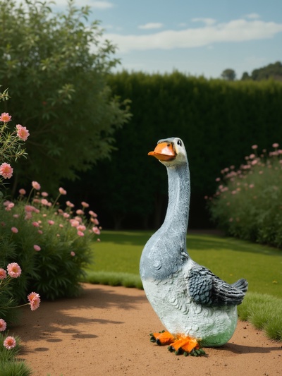 Садовая фигура из полистоуна «Гусь с длинной шеей», 46×27×16 см