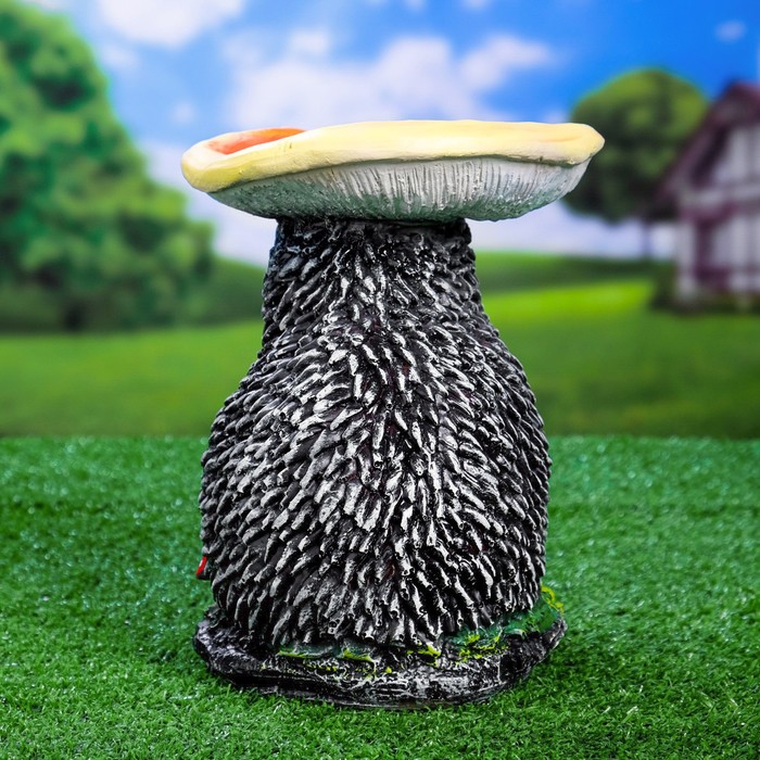 Садовая фигура-поилка "Серый ёж под грибом" Хорошие сувениры из полистоуна, 23 см, средняя - фото 1908250883