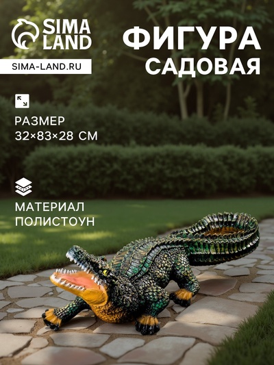 Садовая фигура из полистоуна «Крокодил», 32×83×28 см