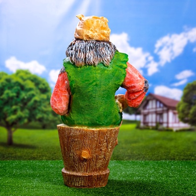 Садовая фигура из полистоуна «Баба Яга на ступе с кошкой», 74×36×40 см, МИКС