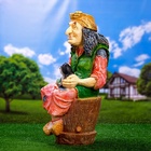 Садовая фигура из полистоуна «Баба Яга на ступе с кошкой», 74×36×40 см, МИКС - Фото 5
