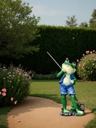 Садовая фигура из полистоуна «Лягушонок рыбак», 40×12×18 см - Фото 3