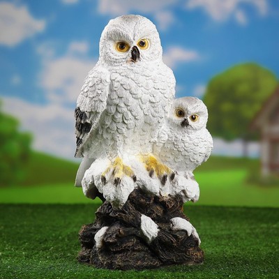 Садовая фигура из полистоуна «Совы полярные», 38×20×19 см