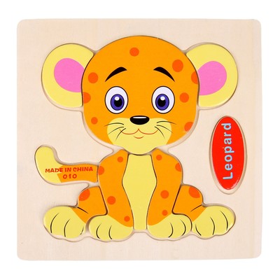 Пазл-вкладыш на деревянном основании "Леопард", 9 элементов